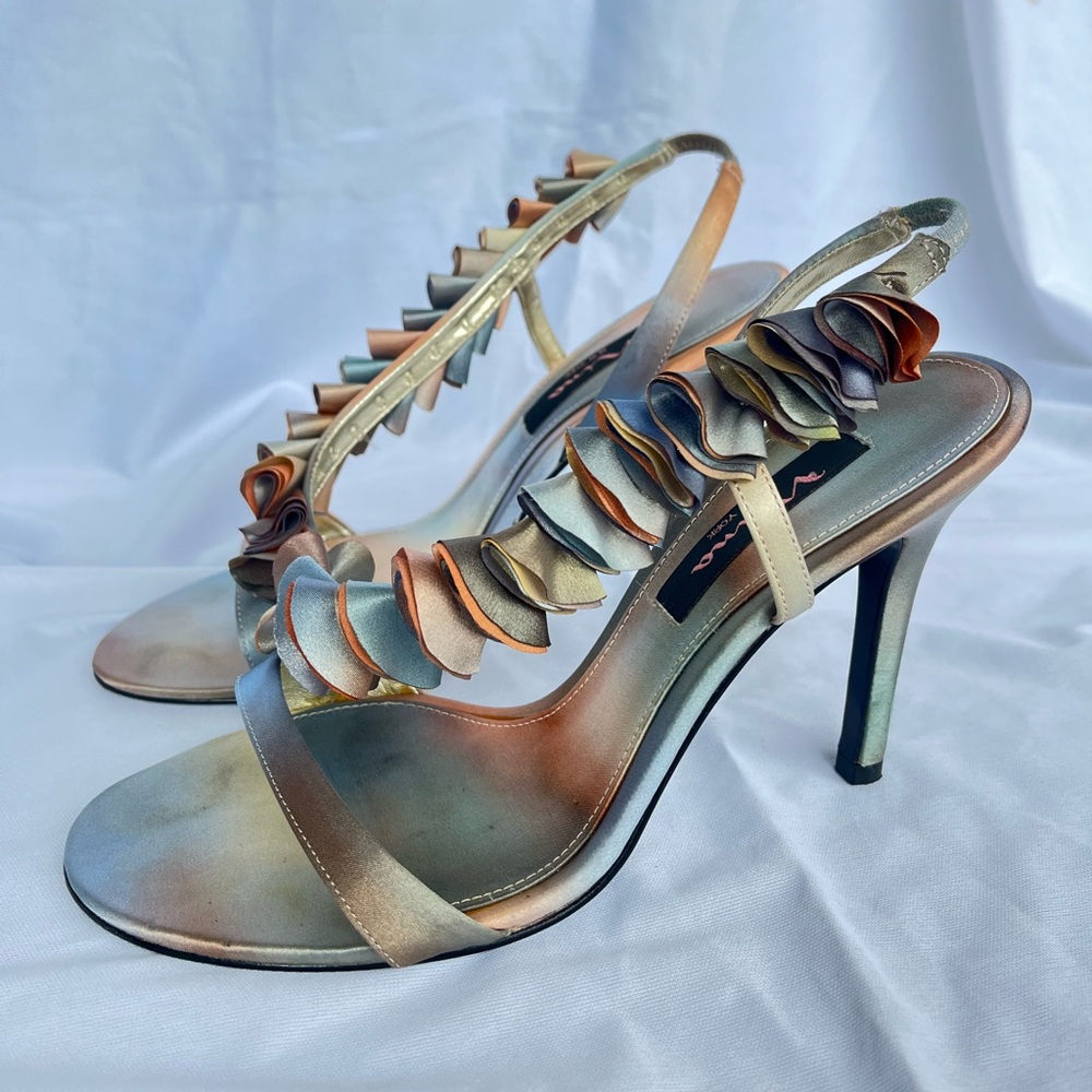Nina Multi Colored Pastel Ruffled Strap Heels